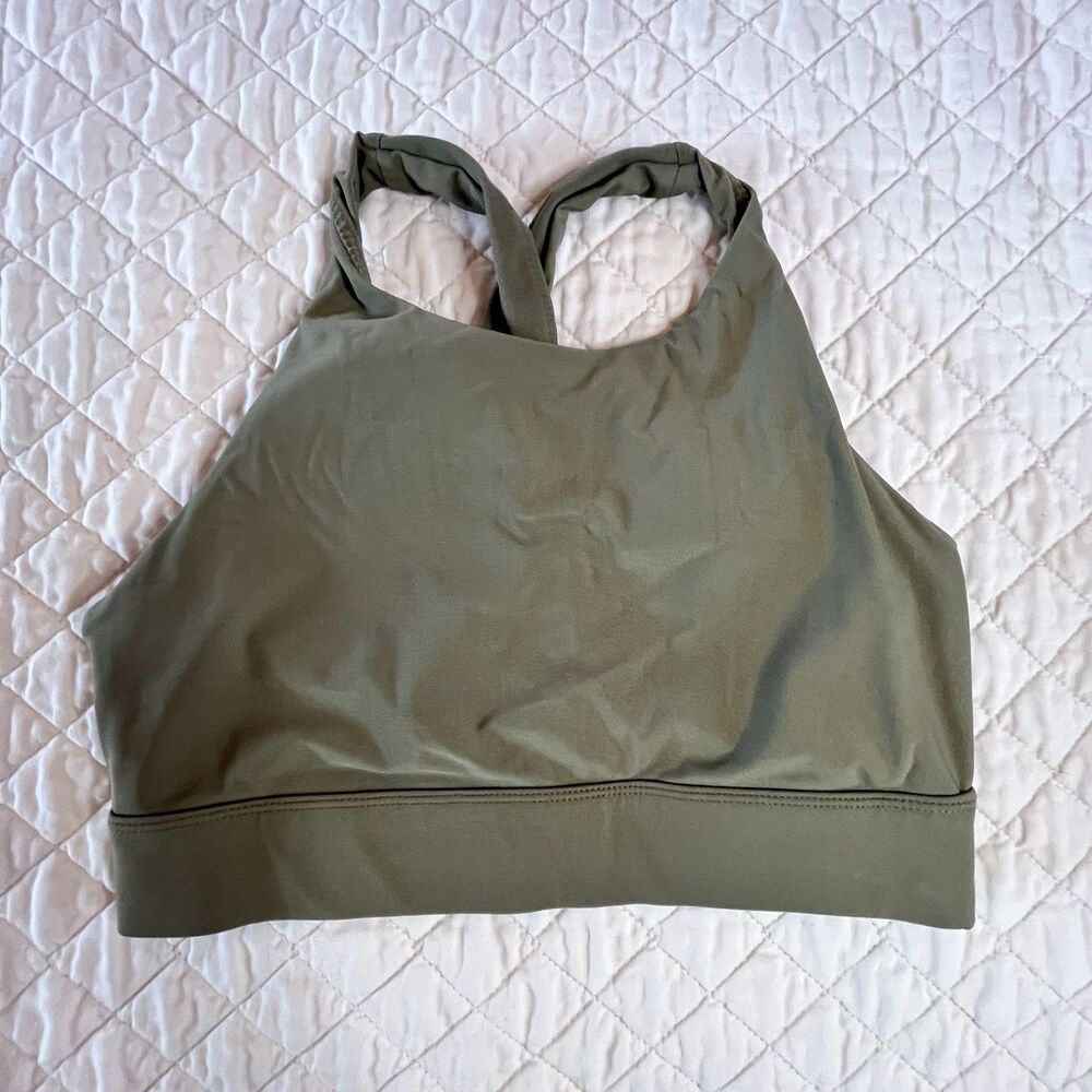 Fabletics No Bounce Supportive Sports Bra Lightly Lined Green EUC Size Small